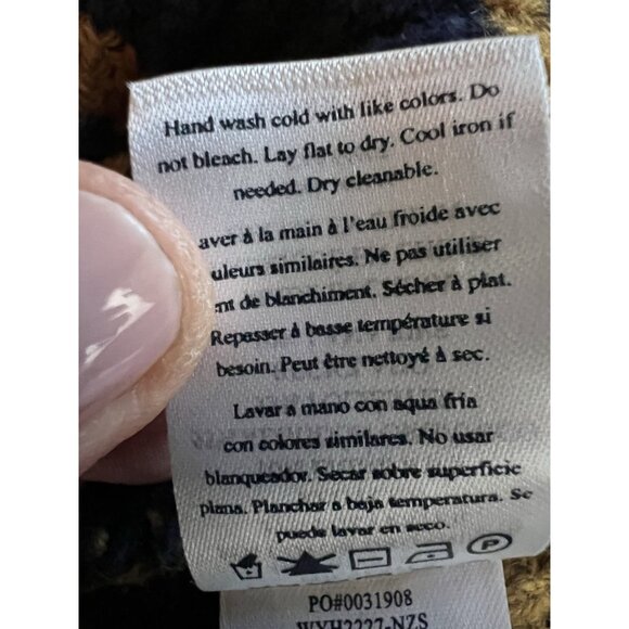 FAHERTY Blue Gold Mariner Stripe quarter zip sweater preppy cotton blend Large - Picture 9 of 9